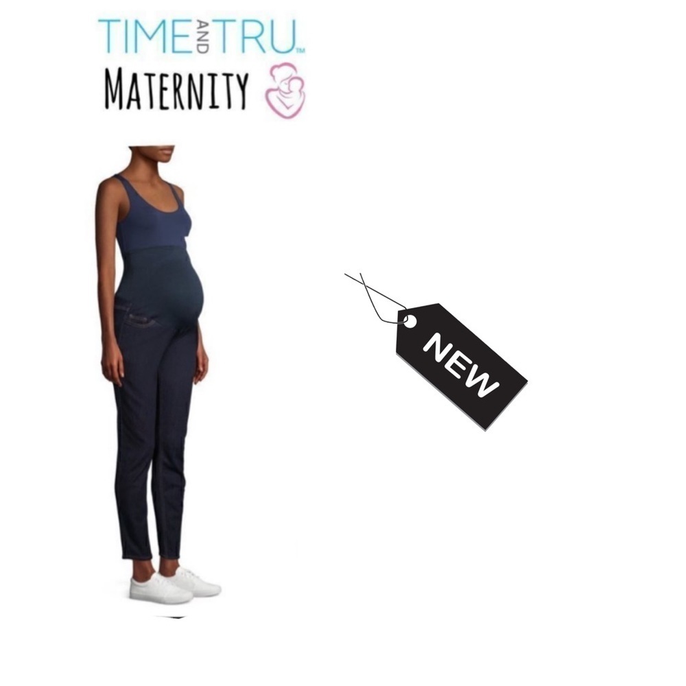 NWT Time and Tru Maternity Skinny Jeans with 5 Pockets dark wash size small …